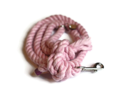Knotted Rope Dog Leash (Color: Light Pink, size: 6 ft)