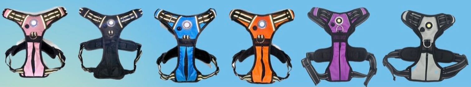 Headlight Harness, Dog Harness with Built In LED Light (Color: Grey, size: medium)