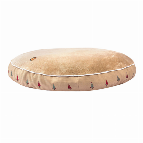 Halo Christmas Tree Round Dog Bed (Color: Safari, size: S)
