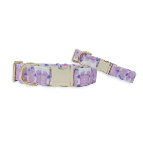 French Lavender Ink Blot Classic Dog Collar (size: XS)