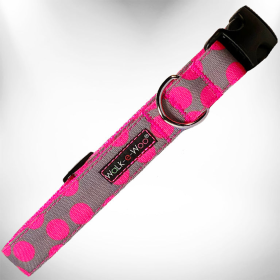 Polka Dot Dog - Neon Collars (Color: Pink Dot on Grey, size: L 1" width fits 14-25" neck)