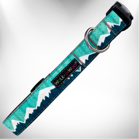 Snowcap Mountain Dog Collars (Color: Wintergreen Snowcap Mtn, size: XL 1.5" wide fits 18-28" neck)