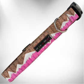 Snowcap Mountain Dog Collars (Color: Pink Snowcap Mtn, size: XL 1.5" wide fits 18-28" neck)