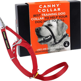 Canny Collar No-Pull Dog Head Collar Gentle & Humane Leash Training Aid (Color: Red, size: Size 4 - Neck size 15"-17")