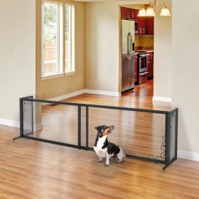 Richell Large Freestanding Metal Mesh Pet Gate (Color: Black)
