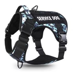 Tactical Pet Chest Service Dog Harness Vest Adjustable Reflective Dog Harness Metal Buckle Hiking Training (Option: Black camouflage-M)